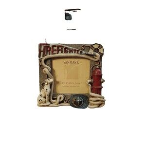 Firefighter Firehouse  3D Photo Frame  by Vanmark Red Hats Of Courage 4x4